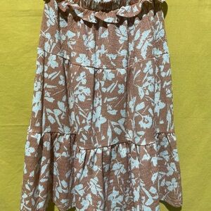 Floral Brown and Cream Girl’s Skirt